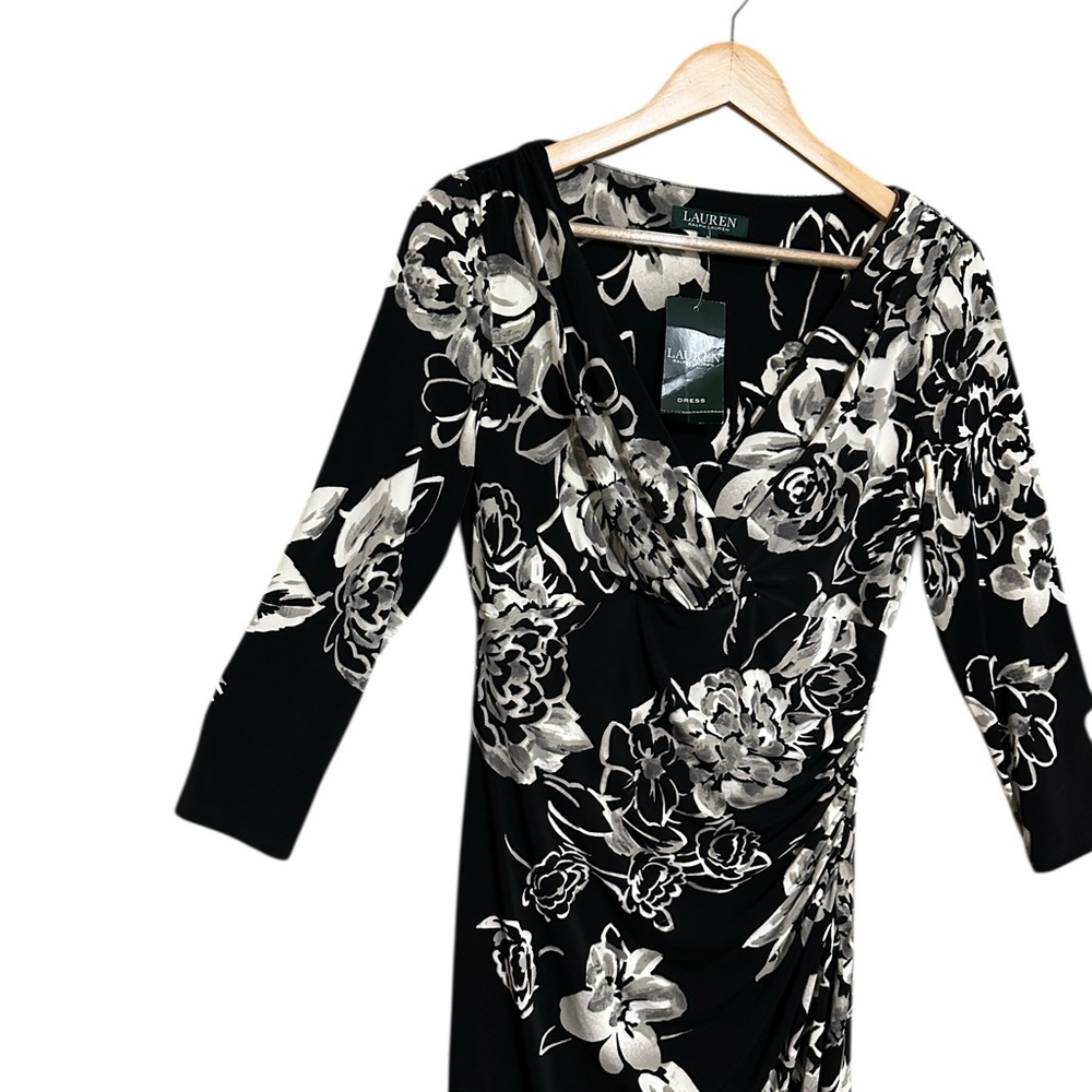 NWT Lauren Ralph Lauren Elegant Long Sleeve
Black and White Floral Dress Size 6 - Picture 6 of 14